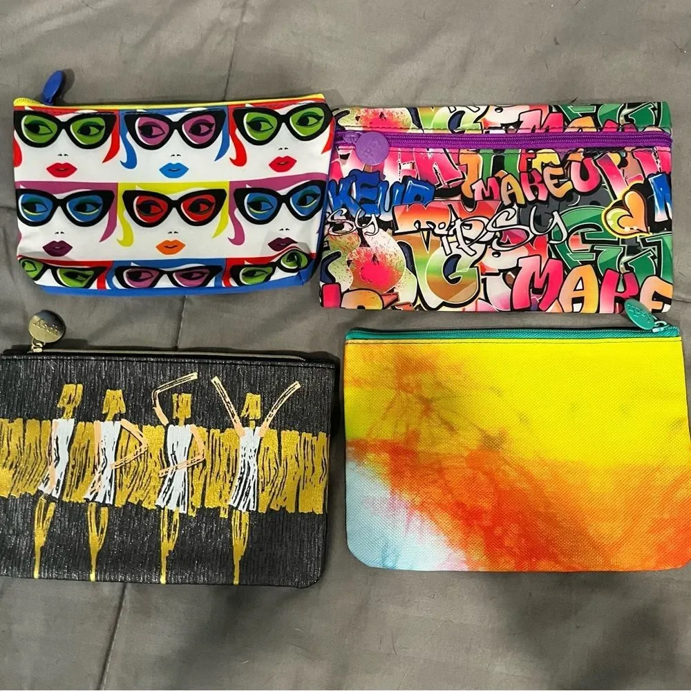 Ipsy Set of 4 Makeup Cosmetic Pouch Zippered Bags